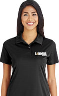 Polo Collared Women's Shirt Black Short Sleeve