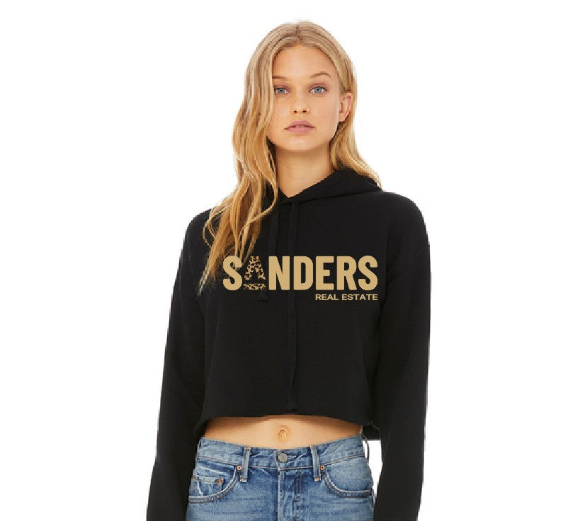 Cropped Hoodie - Black - Leopard